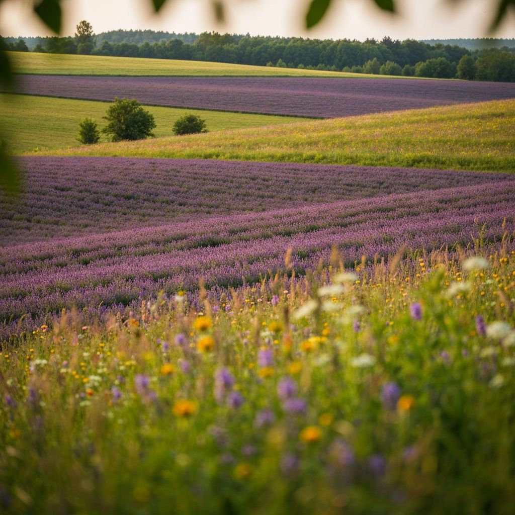 Field of lavender or meadow grass